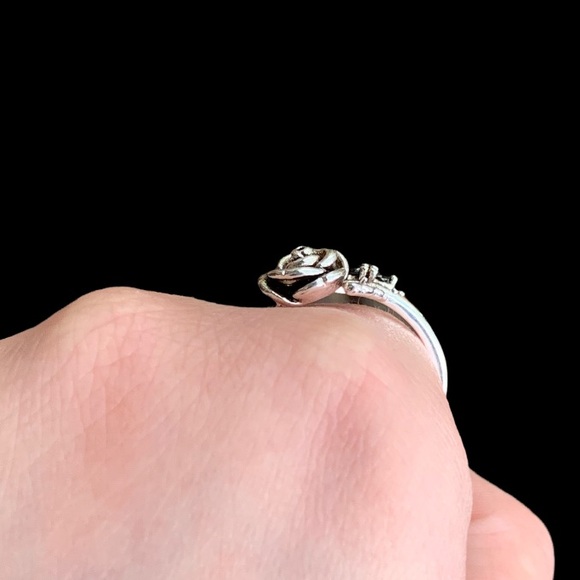 STERLING SILVER ROSE AND BLACK CZ RING - Picture 9 of 11